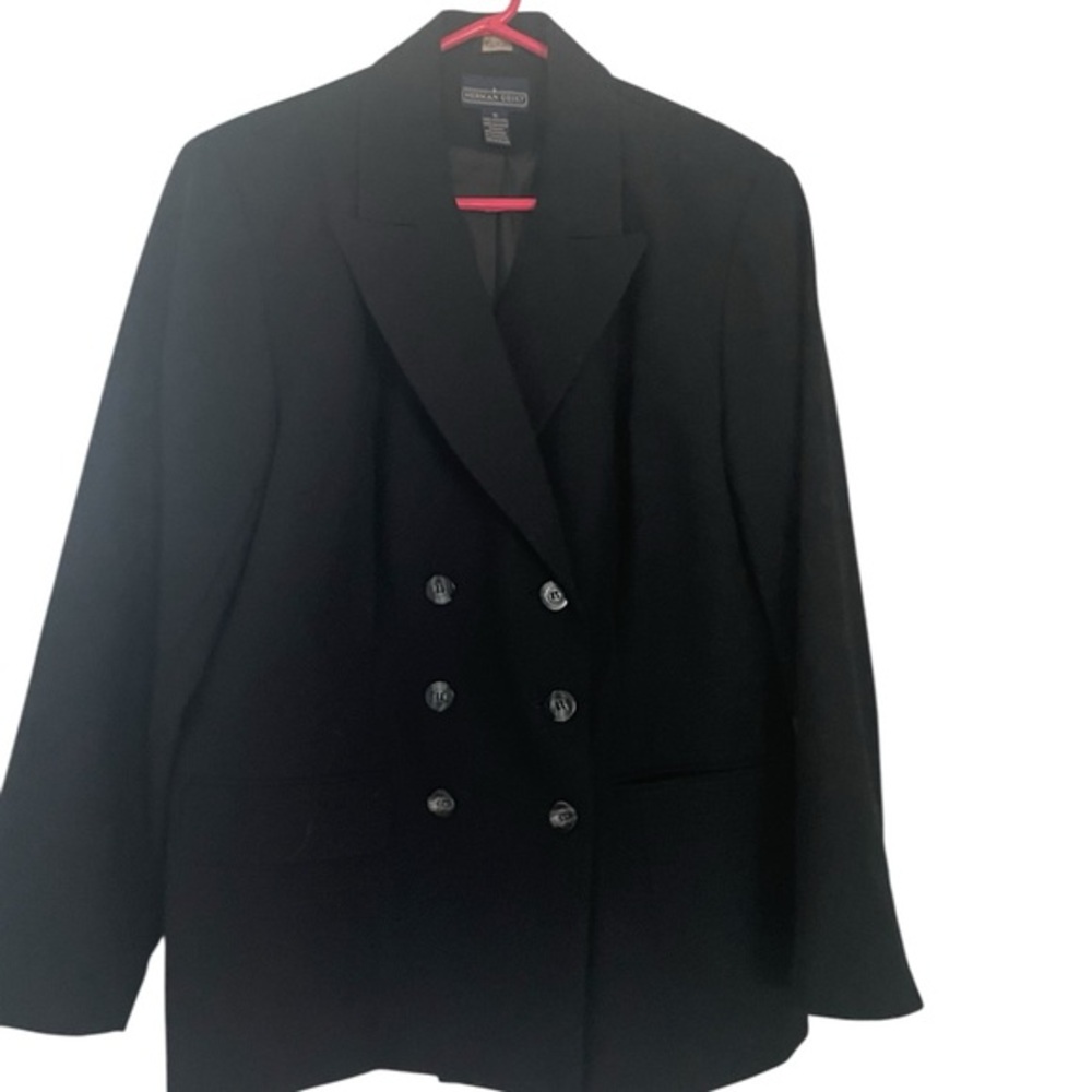 Herman Geist Classic Black Wool Military Inspired Blazer in size Large